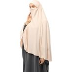 Altobeh Hazır Türban Peçeli Pratik Eşarp Tesettür Nikaplı Hijab - Namaz Örtüsü Sufle (5Xl) - Bej - Standart