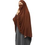 Altobeh Hazır Türban Peçeli Pratik Eşarp Tesettür Nikaplı Hijab - Namaz Örtüsü Sufle (5Xl) - Çikolata - Standart