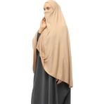 Altobeh Hazır Türban Peçeli Pratik Eşarp Tesettür Nikaplı Hijab - Namaz Örtüsü Sufle (5Xl) - Koyu Bej - Standart