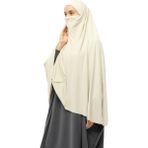 Altobeh Hazır Türban Peçeli Pratik Eşarp Tesettür Nikaplı Hijab - Namaz Örtüsü Sufle (5Xl) - Krem - Standart