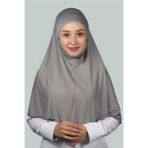 Altobeh Hazır Türban Peçeli Pratik Eşarp Tesettür Nikaplı Hijab - Namaz Örtüsü Sufle (XL) - Gri