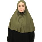 Altobeh Hazır Türban Peçeli Pratik Eşarp Tesettür Nikaplı Hijab - Namaz Örtüsü Sufle (Xl) - Haki - Standart