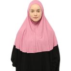 Altobeh Hazır Türban Peçeli Pratik Eşarp Tesettür Nikaplı Hijab - Namaz Örtüsü Sufle (Xl) - Koyu Pembe - Standart