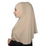 Altobeh Hazır Türban Peçeli Pratik Eşarp Tesettür Nikaplı Hijab - Namaz Örtüsü Sufle (XL) -Kum Beji