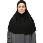 Altobeh Hazır Türban Peçeli Pratik Eşarp Tesettür Nikaplı Hijab - Namaz Örtüsü Sufle (Xl) - Siyah - Standart
