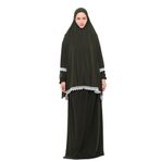 Altobeh Kadın İki Parça Likra Sandy Kumaş Dantelli Kollu Namaz Elbisesi, Haki