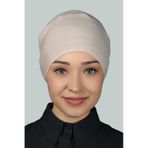Altobeh Kadın Pratik Dikişsiz Bağcıklı Kaymayan Tesettür Penye Bone - Bej