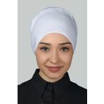 Altobeh Kadın Pratik Dikişsiz Bağcıklı Kaymayan Tesettür Penye Bone - Beyaz