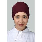 Altobeh Kadın Pratik Dikişsiz Bağcıklı Kaymayan Tesettür Penye Bone - Bordo