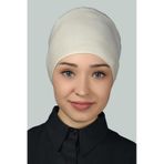 Altobeh Kadın Pratik Dikişsiz Bağcıklı Kaymayan Tesettür Penye Bone - Krem