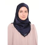 Altobeh Kadın Saten Krep Düz Parlak Abiye Eşarp, Lacivert