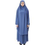 Altobeh Kadın Tesettür Medine Ipeği Çarşaf Takımı Peçeli Sufle ve Etek-Koyu Kot-L/XL - Koyu Kot Rengi - L - XL