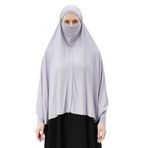 Altobeh Kollu Sufle Çarşaf Üstü Peçeli Pratik Tesettür Hijab - Nikaplı Namaz Örtüsü, Gri