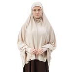 Altobeh Kollu Sufle Çarşaf Üstü Peçeli Pratik Tesettür Hijab - Nikaplı Namaz Örtüsü, Koyu Krem