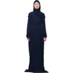 Altobeh Pratik Tek Parça Pamuklu Yarasa Kollu Tak Çıkar Başörtülü Organik Tesettür Namaz Elbisesi-Koyu Lacivert - Standart