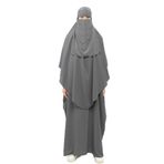Altobeh Sultanbaş Nikaplı Çarşaf Cilbab Khimar Abaya Kolu Lastikli Hakim Yaka Peçeli Ferace Medine İpek, Füme, S-M