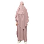 Altobeh Sultanbaş Nikaplı Çarşaf Cilbab Khimar Abaya Kolu Lastikli Hakim Yaka Peçeli Ferace Medine İpek, Gül Kurusu, S-M