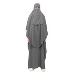 Altobeh Sultanbaş Nikaplı Çarşaf Cilbab Khimar Abaya Kolu Lastikli Hakim Yaka Peçeli Ferace Medine İpek, Kahverengi, S-M