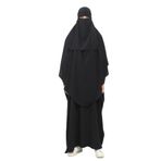 Altobeh Sultanbaş Nikaplı Çarşaf Cilbab Khimar Abaya Kolu Lastikli Hakim Yaka Peçeli Ferace Medine İpek, Lacivert, L-XL