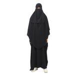 Altobeh Sultanbaş Nikaplı Çarşaf Cilbab Khimar Abaya Kolu Lastikli Hakim Yaka Peçeli Ferace Medine İpek, Lacivert, S-M