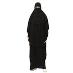 Altobeh Sultanbaş Nikaplı Çarşaf Cilbab Khimar Abaya Kolu Lastikli Hakim Yaka Peçeli Ferace Medine İpek, Siyah, L-XL