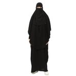 Altobeh Sultanbaş Nikaplı Çarşaf Cilbab Khimar Abaya Kolu Lastikli Hakim Yaka Peçeli Ferace Medine İpek, Siyah, S-M