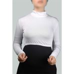 Altobeh Uzun Kol Balıkçı Yaka Boğazlı Likralı Penye Kadın Yarım Body - Beyaz
