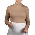 Altobeh Uzun Kol Balıkçı Yaka Boğazlı Likralı Penye Kadın Yarım Body, Koyu Bej