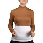 Altobeh Uzun Kol Balıkçı Yaka Boğazlı Likralı Penye Kadın Yarım Body - Taba