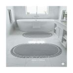 Altun Carpet 2li Banyo Paspas Pelüş Halı Ponpon Saçaklı - Açık Gri