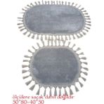 Altun Halı 2li Açık Gıri Banyo Paspası Ponponsaçaklı Dekoratif Modern Post Pelüş Kaymaz 50*80+40*50 - Açık - Gri