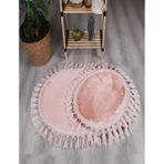 Altun Halı Altun Carpet Modern Simirna Dekoratif Peluş Oval Ponpon Saçaklı Klozet Takımı SIMIRNAA-OVALÖRGÜ-50X80+40*50 - Açık Pembe
