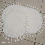 Altun Halı Altunhome Altun Modern Simirna Dekoratif Peluş Oval Kırem Ponpon Saçaklı Klozet Takımı SIMIRNAA-OV-50X80+50*40