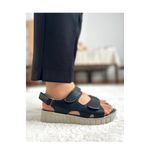 ALTUNTAŞ Kadın - Kız - - Anne Soft Ortapedik Taban 3 Cırtlı Ayarlanabilir Suni Deri Terlik Sandalet - S