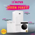 Altus Lüx Beyaz Düğün Paket 2026 (Paket-110) Alk 474 Xe Buzdolabı - Al 434 P Bulaşık Makinesi - Al 101254 D 10 Kg