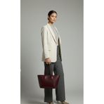 ALTUVATEKS Bordo Fermuarlı Astarlı Deri Görünümlü Büyük Omuz Çantası Kol Çantası - Ofis & Shopper Bag