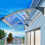 Alüminyum Braketli Dış Mekan Güneş Perdesi - Kapılar, Verandalar, Teraslar, Çatılar ve Balkonlar için UV Koruması, Yağmur, Kar ve Güneşten Koruma, Şeffaf Örtü 60 x 60 cm / 24 x 24 inç