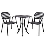 Alüminyum Döküm Masa Sandalye Takımı Bahçe Veranda Balkon Oturma Grubu 3 Parça 2 Koltuk Kolçaklı Sandalye 1 Set Dış Mekan Outdoor Mat Siyah Teras GZD