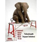 Alüminyum Gövdeli Çelik Ayaklı Teleskopik İnşaat İskelesi Kırmızı - 400 Kg Taşıma Kapasitesi 100X24x160cm