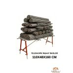 Alüminyum Gövdeli Çelik Ayaklı Teleskopik İnşaat İskelesi Kırmızı - 400 Kg Taşıma Kapasitesi 110X48x160cm