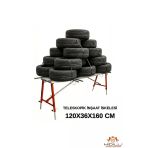 Alüminyum Gövdeli Çelik Ayaklı Teleskopik İnşaat İskelesi Kırmızı - 400 Kg Taşıma Kapasitesi 120X36x160cm