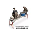 Alüminyum Gövdeli Çelik Ayaklı Teleskopik İnşaat İskelesi Kırmızı - 400 Kg Taşıma Kapasitesi 120X36x200cm