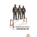 Alüminyum Gövdeli Çelik Ayaklı Teleskopik İnşaat İskelesi Kırmızı - 400 Kg Taşıma Kapasitesi 120X48x160cm