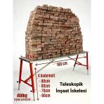 Alüminyum Gövdeli Çelik Ayaklı Teleskopik İnşaat İskelesi Kırmızı - 400 Kg Taşıma Kapasitesi 90X24x160cm