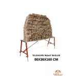 Alüminyum Gövdeli Çelik Ayaklı Teleskopik İnşaat İskelesi Kırmızı - 400 Kg Taşıma Kapasitesi 90X36x160cm