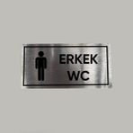 Aluminyum Kapı Isimliği Erkek Wc Yazılı Arkası Yapışkanlı 10X20 cm - 1 Adet