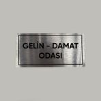 Aluminyum Kapı Isimliği Gelin Damat Odası Yazılı Arkası Yapışkanlı 10X20 cm - 1 Adet