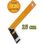 Alüminyum L Gönye Sarı Gönye Cetvel Kaynak Kaynakçı Marangoz Gönyesi 250 mm - Turuncu