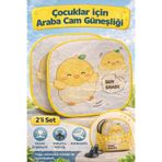 ALUWISE Çocuklar İçin Araba Cam Güneşliği 2li Set Civciv Desenli Vakumlu Oto Yan Cam Gölgelik Katlanabilir