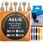 Alux 0.18 Pramid Kısa Sap Bağlama Teli Akort Cihazı + Akgürgen Burgu + Tezene + Eşik 5'li Set